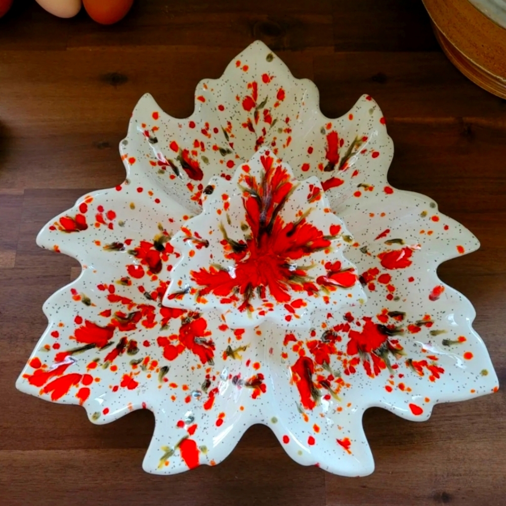 Vintage PW Pottery Relish Tray Set Chip and Dip Set